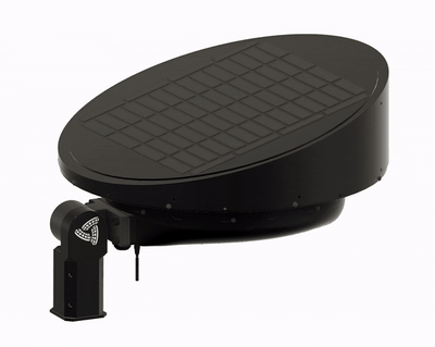 Senti solar all-in-one light top view showing integrated solar panel