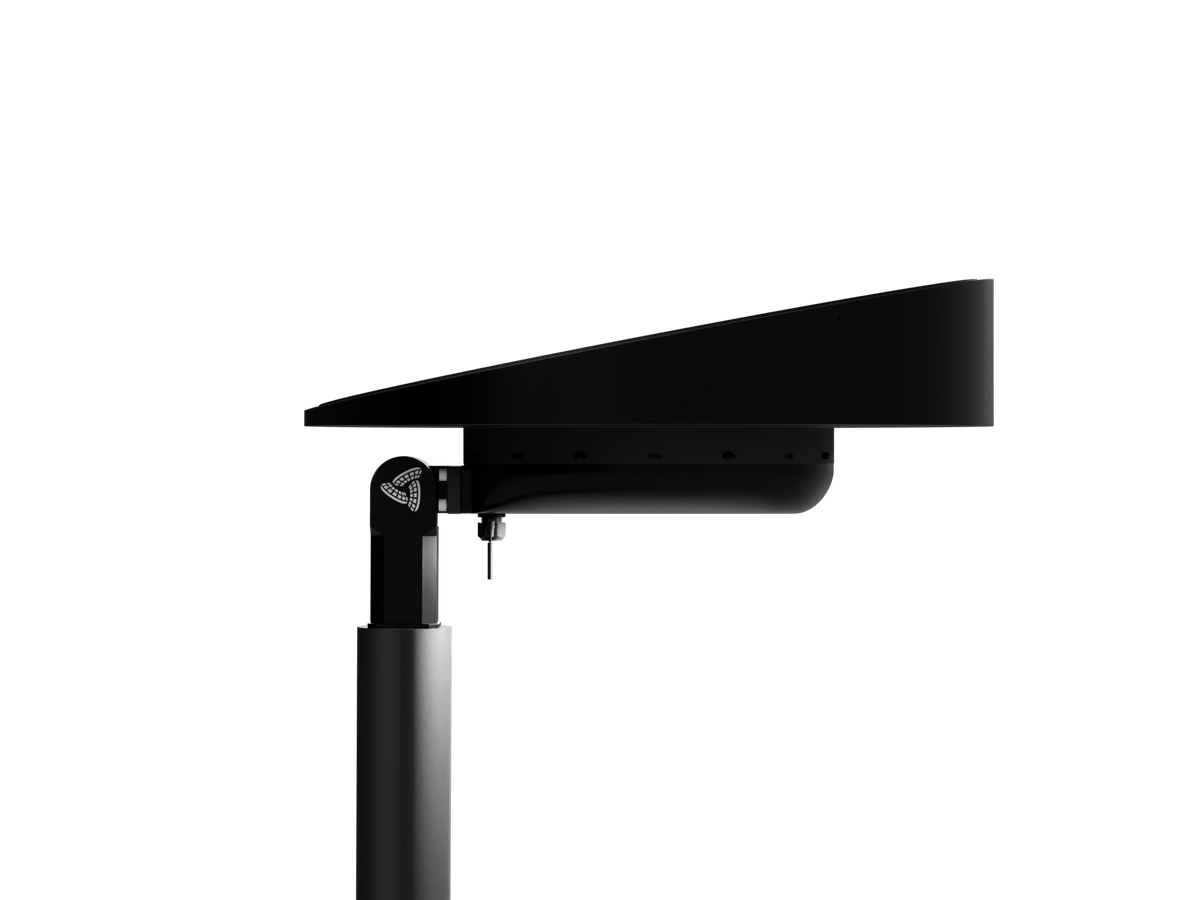 Senti solar all-in-one light side view on mounting arm